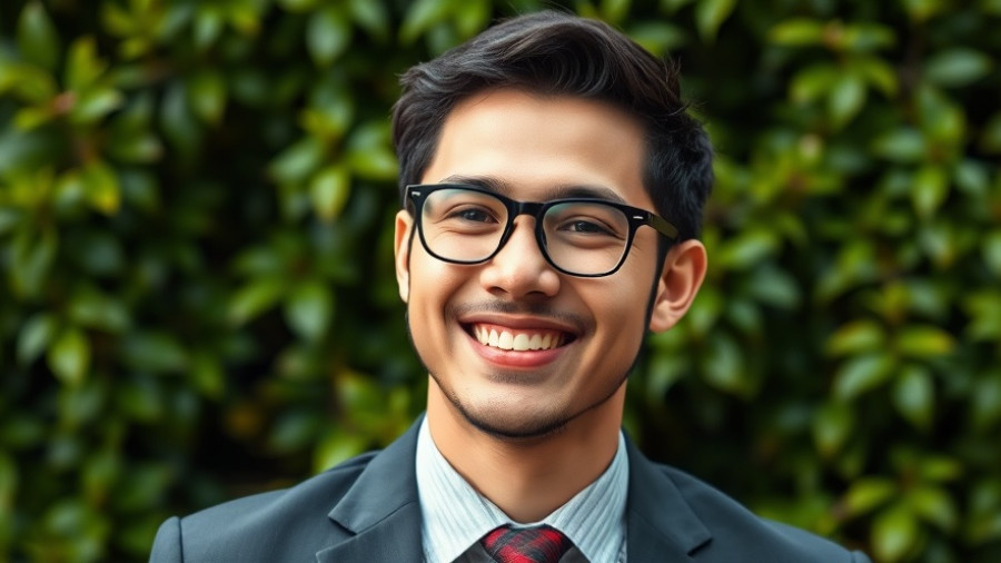 Eagle Springs Crash: young man smiling in a formal setting.