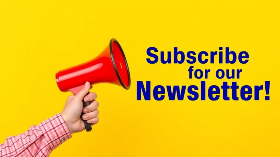 Subscribe to our Newsletter banner with megaphone on yellow background.