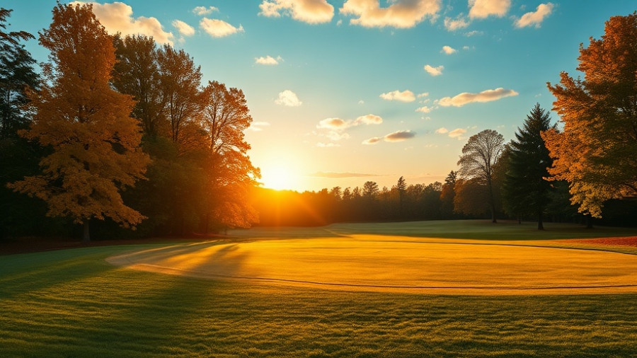 Fall Golf in Moore County scenic autumn course with sunrise.