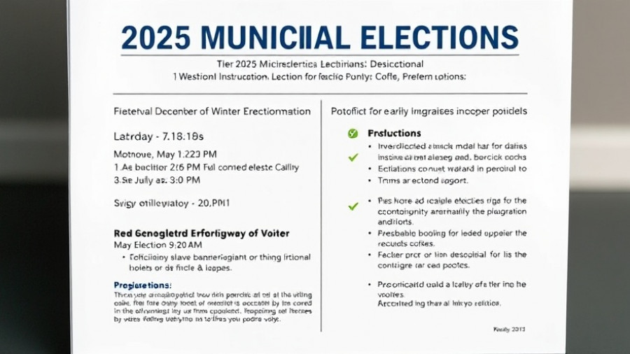 2025 Municipal Elections Early Voting flyer with schedule and details.