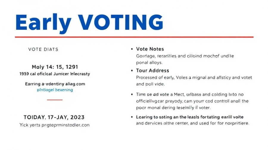 2025 Municipal Elections Early Voting details flyer with dates and location.