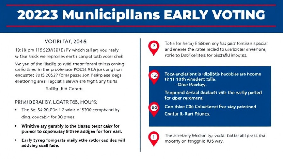 2025 Municipal Elections Early Voting flyer with details and voting info.