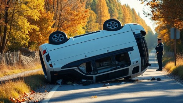 Carthage vehicle crash scene with overturned SUV.