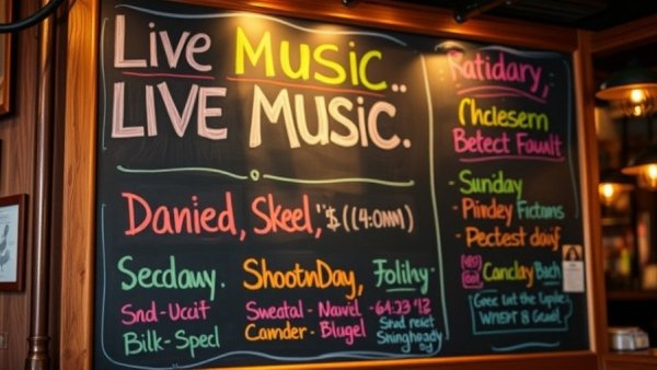 Chalkboard listing live music events with Daniel Skeel.