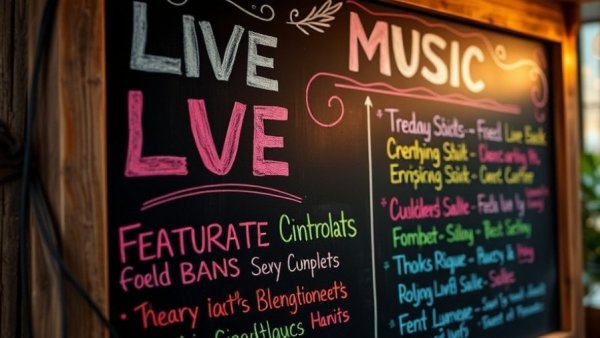 Chalkboard listing November live music at Pinecroft Bar with Daniel Skeel.