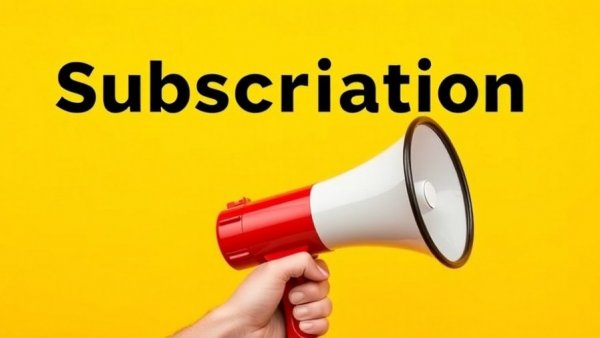 Subscribe to newsletter promotion with megaphone on yellow background.