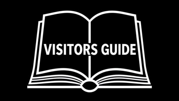 Visitors guide icon and text design, monochrome style