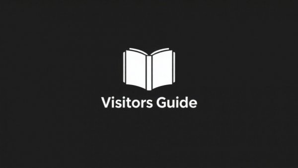 Visitors Guide book icon on black background.