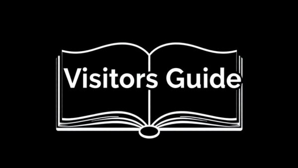 Minimalist Visitors Guide icon with open book symbol.