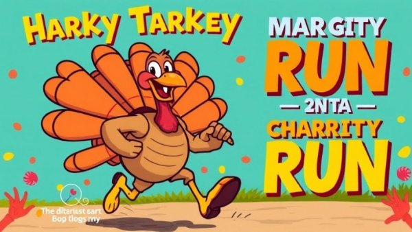 Pinehurst Turkey Trot 2025 colorful poster with cartoon turkey.