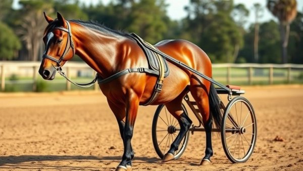 Standardbred horse training in Pinehurst on a sunny day.