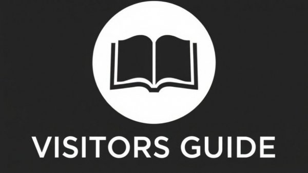 Minimalist visitors guide icon and text in black and white
