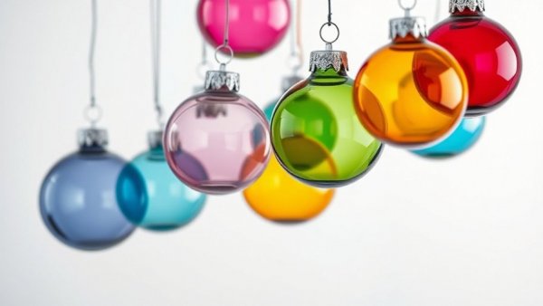 Vivid handcrafted glass ornaments at glassblowing workshop.