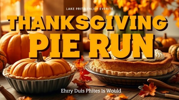 Thanksgiving Pie Run 2025 flyer with pumpkins and pie.