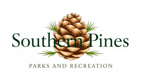 Southern Pines Parks and Recreation logo with pine cone design.