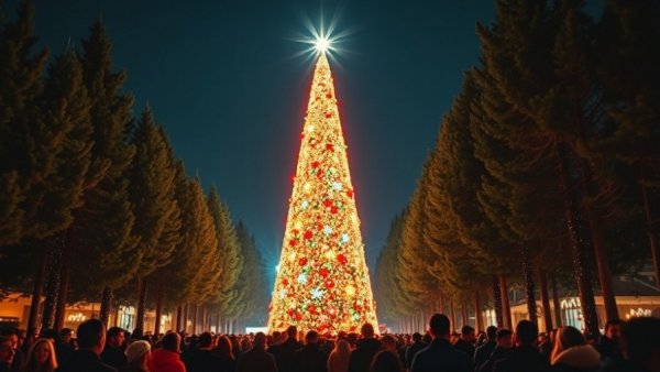 Weekend in the Sandhills events photo with illuminated Christmas tree.