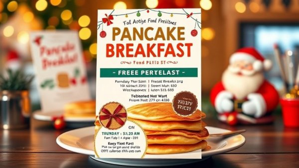Flyer for Women of Seven Lakes Holiday Pancake Breakfast Fundraiser 2025.
