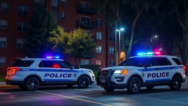 Police investigation at Brookside Park Apartments scene at night.