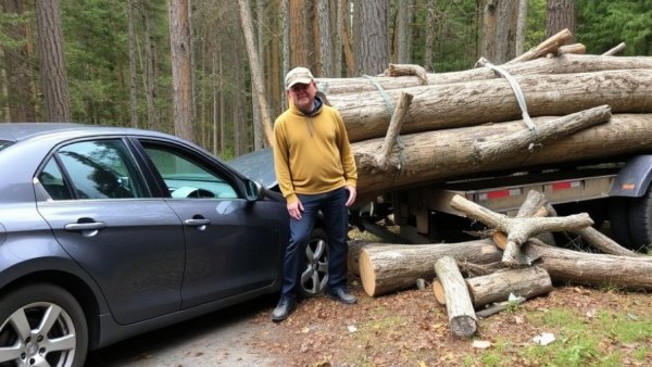 Driver injured after car strikes log truck in Robbins