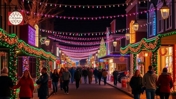Vibrant Christmas lights event in Cameron, NC showcasing festive decorations.