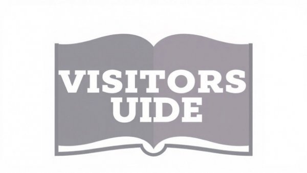 Visitors Guide icon in white with stylized book.