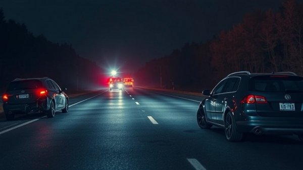 Highway 24-27 accident scene with emergency response.