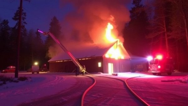 Firefighters battle Whispering Pines barn fire in freezing temperatures