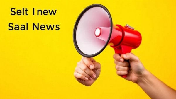 Vibrant megaphone promoting newsletter subscription on yellow background.