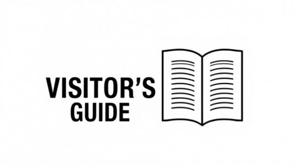 Minimalistic visitor guide icon with text.