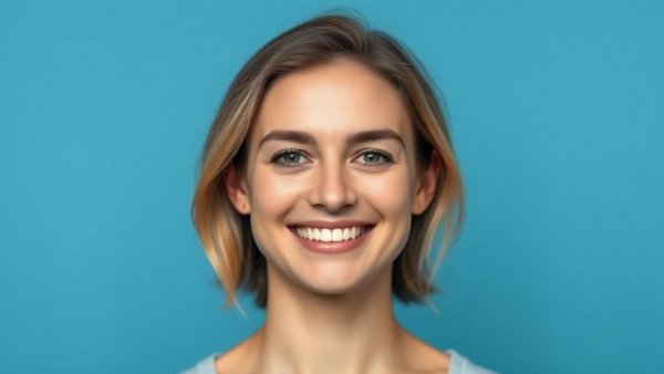 Portrait of a smiling person against a blue background.