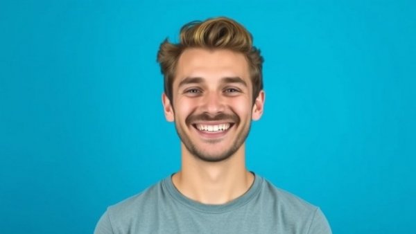 Casual portrait of a smiling person against a blue background.