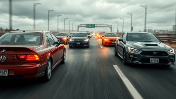 High-speed chase scene with cars on a highway.