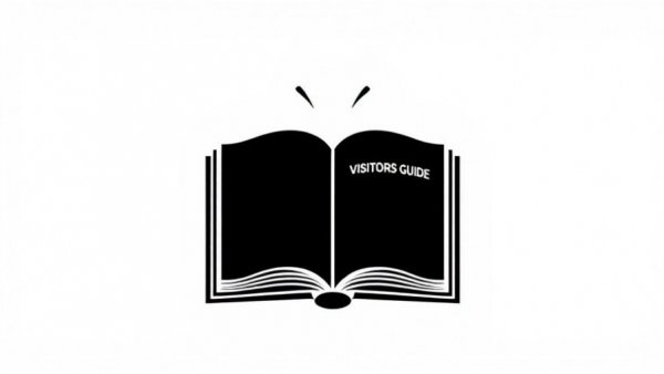 Minimalist visitors guide icon with book in black and white