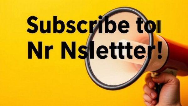 Newsletter subscription call with megaphone on yellow background.