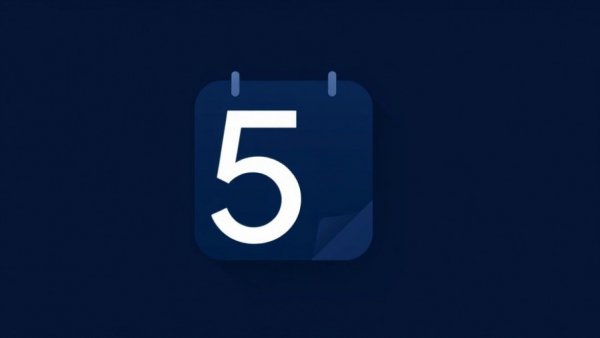 Minimalist calendar icon showing number five on dark blue background, Moore County Special Meeting.