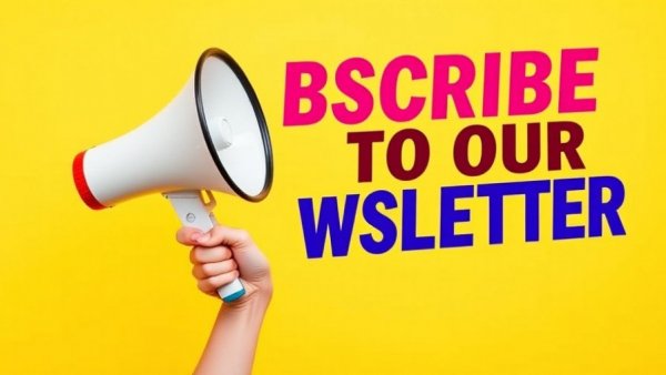 Newsletter subscription banner with megaphone on yellow background