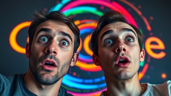 Surprised duo with Google Gemini Omni AI video generation theme.