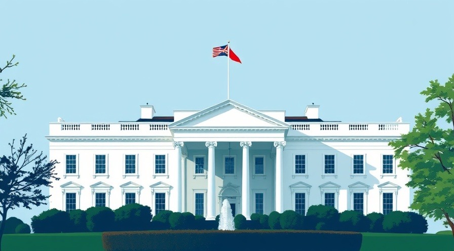 Stylized image of the White House showcasing AI Innovation and Diplomacy.