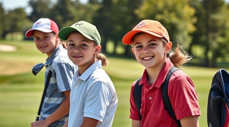 Teenagers enjoying a Parent-Child Golf Tournament on a vibrant golf course.