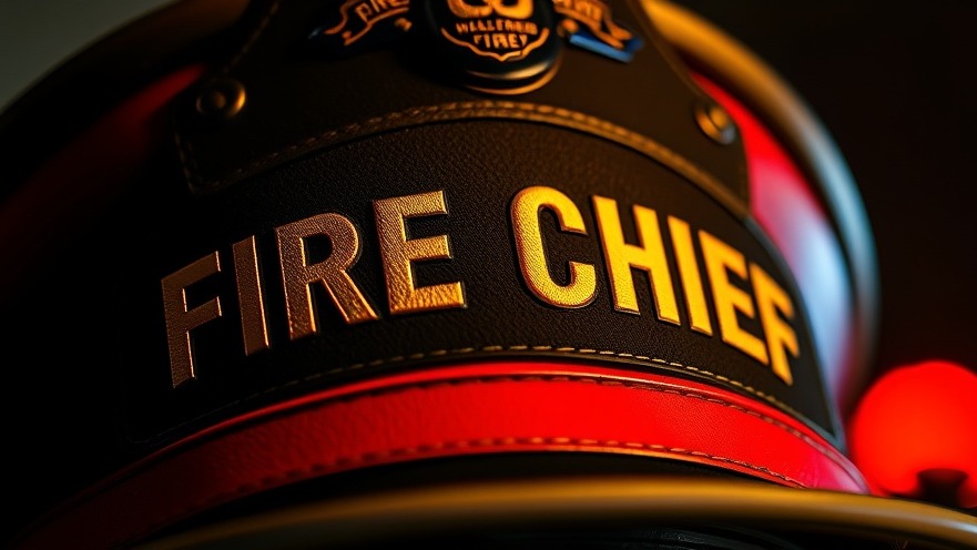 Close-up of a fire chief's hat symbolizing fire prevention and community safety.