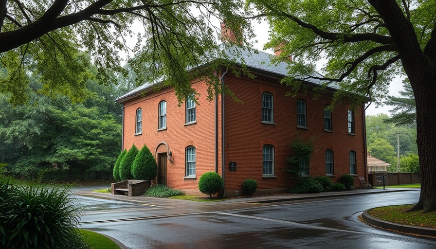 Fine Arts Festival Southern Pines NC with historical brick building and greenery.
