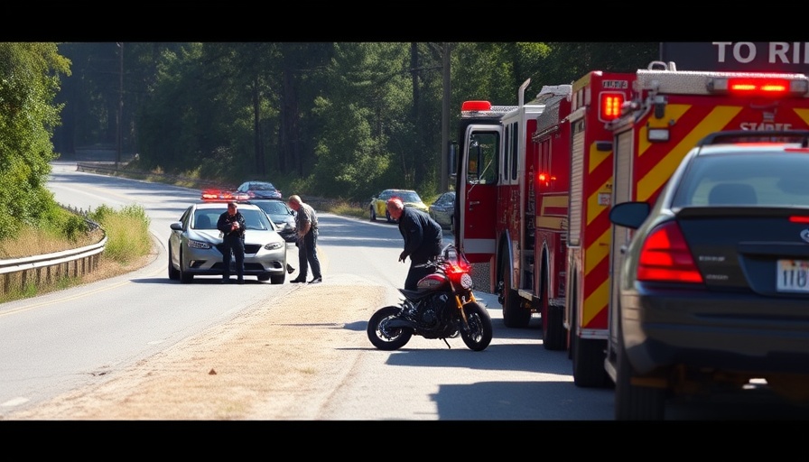 Emergency response on Highway 15-501 after motorcycle crash.