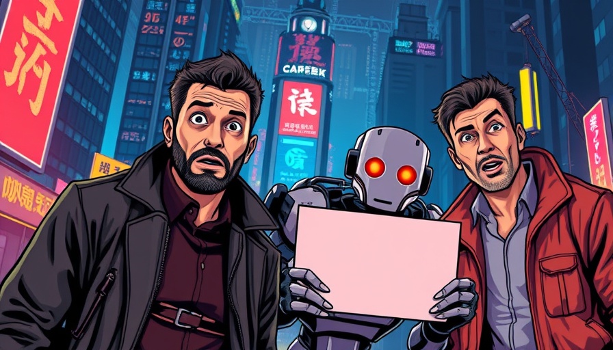 Futuristic comic scene with surprised men and robot discussing OpenAI investment AGI.