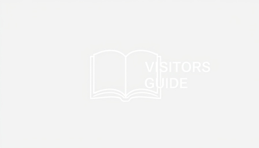 Minimalistic icon of an open book labeled 'VISITORS GUIDE'.