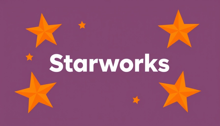 Dynamic orange Starworks logo with stylized stars.