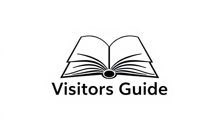 Visitors Guide logo with book icon, monochrome.