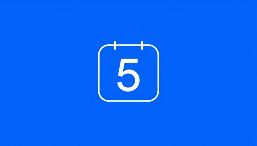Minimalist calendar icon with number 5 on blue background.