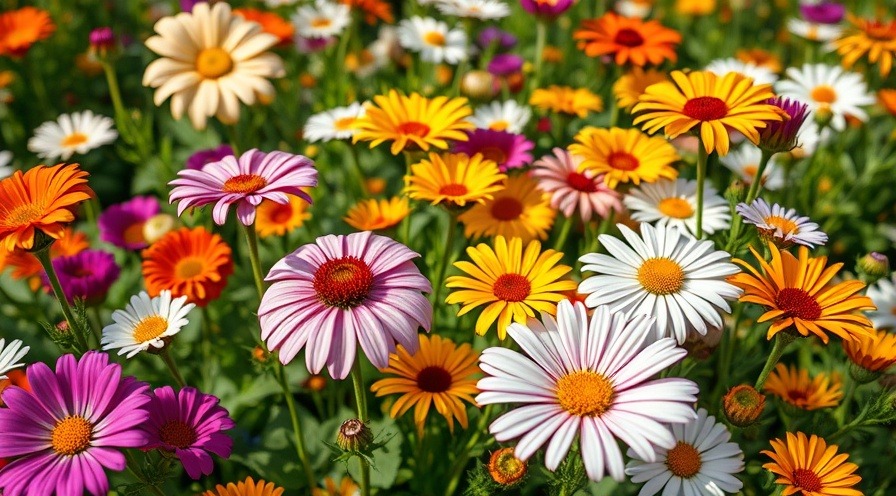 Close-up of a vibrant summer flower garden, showcasing local volunteers' community gardening efforts.