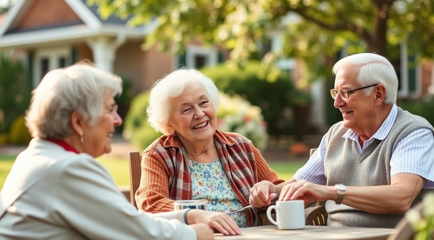 Seniors in a retirement community discuss elder care and health regulations at a local meeting.