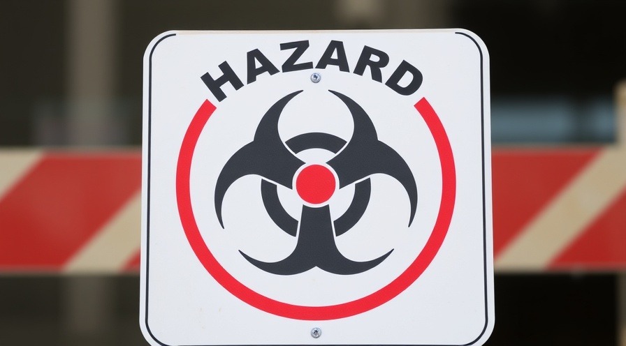 Warning sign highlighting water quality safety with bold 'Hazard' typography.